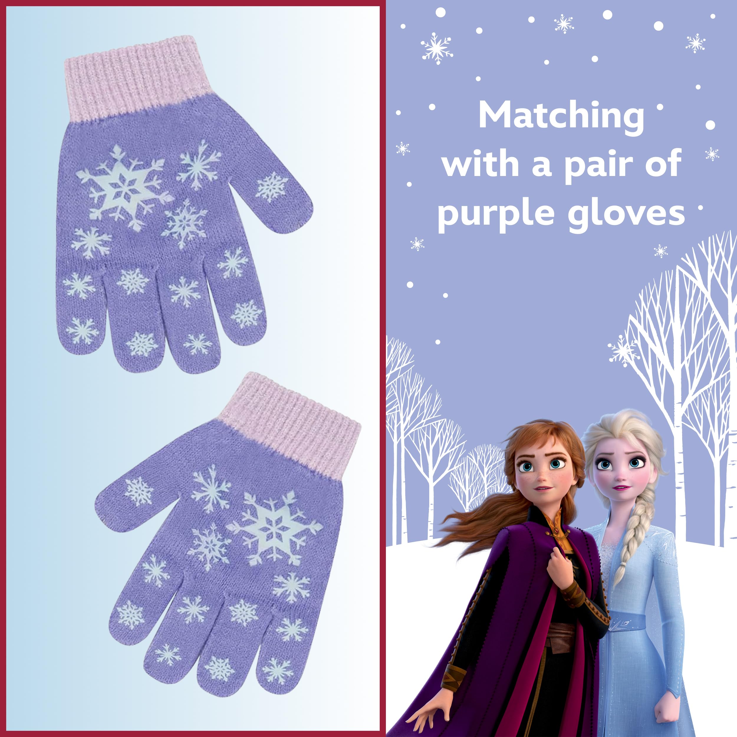 Disney Girls' Frozen Winter Hat and Kids Gloves Set, Elsa and Anna Beanie for Ages 4-7