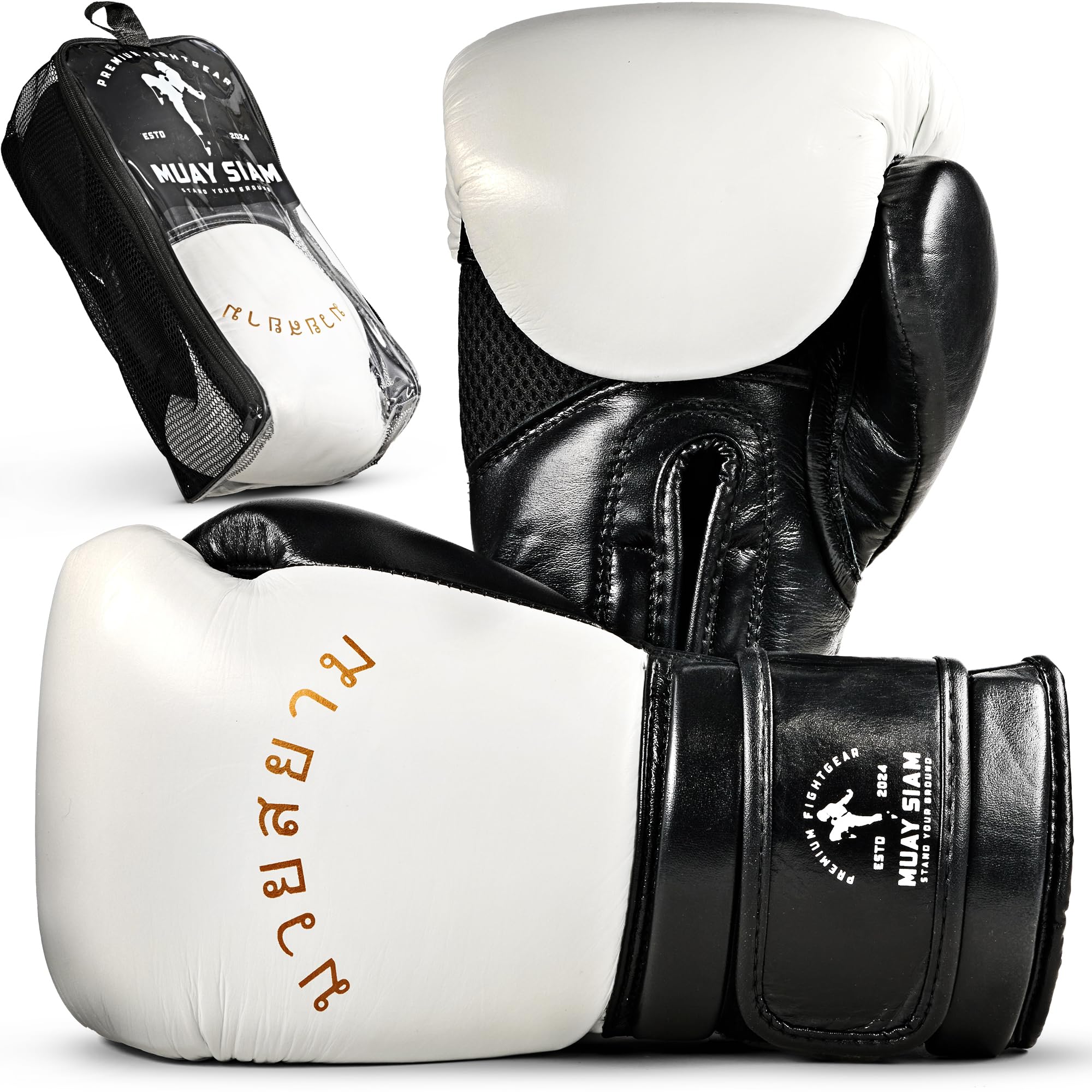 Boxhandschuhe Leder für Muay Thai MMA Kickboxen Sparring – Premium Kampfsport Handschuhe [ShockGuard Gel & QuickSlip Design] – Ideal für Boxtraining & Sandsack | Jetzt Größe Wählen