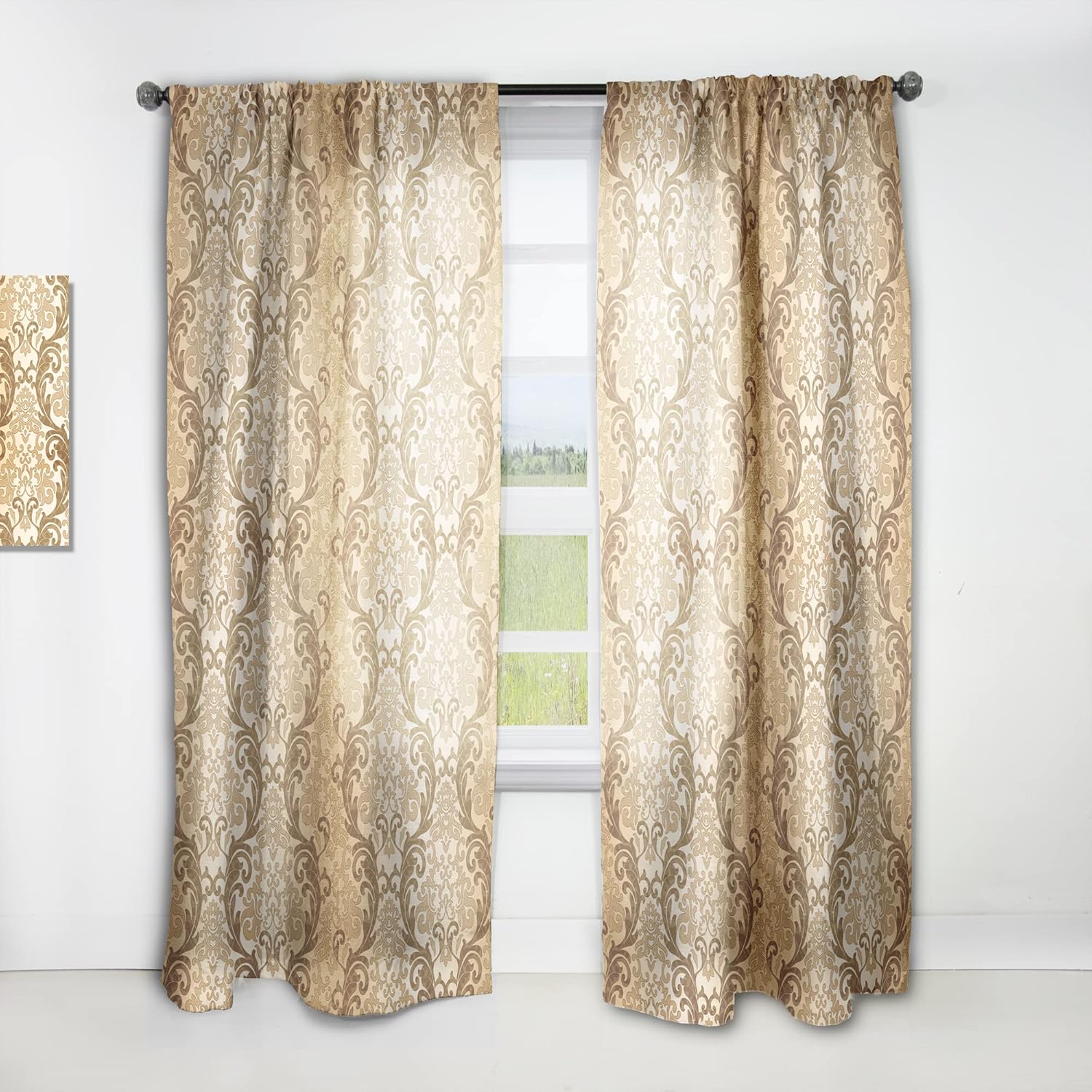 DesignQ Curtains 'Damask Pattern' Curtains for Bedroom, Curtains for Living Room, Curtains & Drapes - Thermal Insulated - Single Panel-52x84