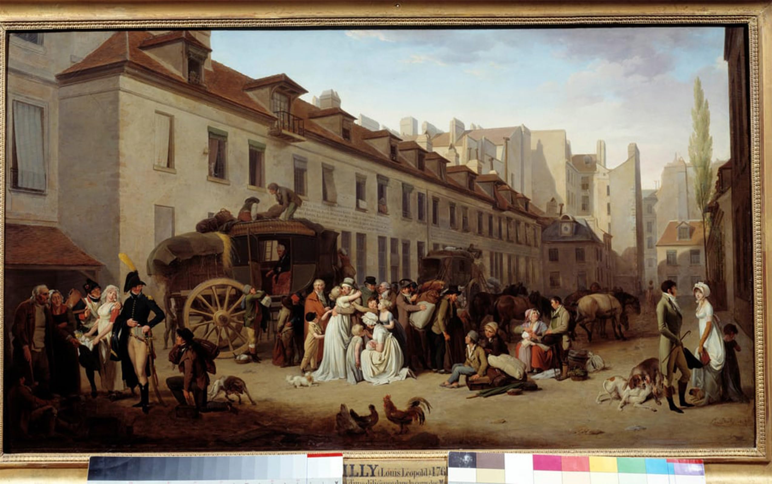 Posteriik No Frame Vintage Print Pop Art Landscape Artwork The Arrival Of A Diligence In The Courtyard Of Messageries By Louis Leopold Boilly Art Prints For Office Home Decor 60X90cm