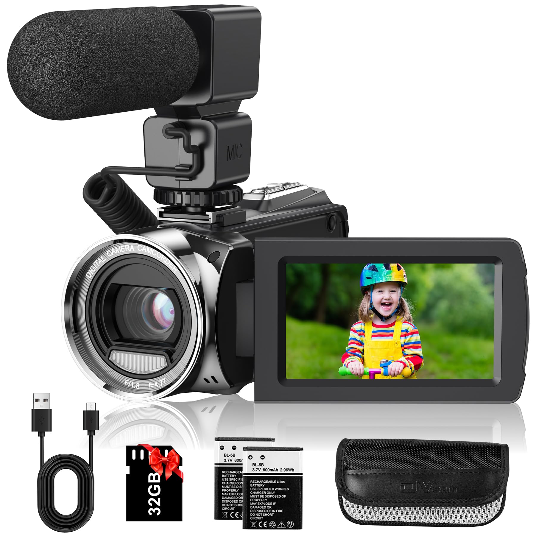 Video Camera Camcorder Digital Camera Recorder for YouTube Full HD 1080P 30FPS 36MP 3.0" 270゜Rotation LCD Video Cameras for Filming with Microphone,32GB SD Card, 2 Batteries for Kids Students Elderly-picture-15