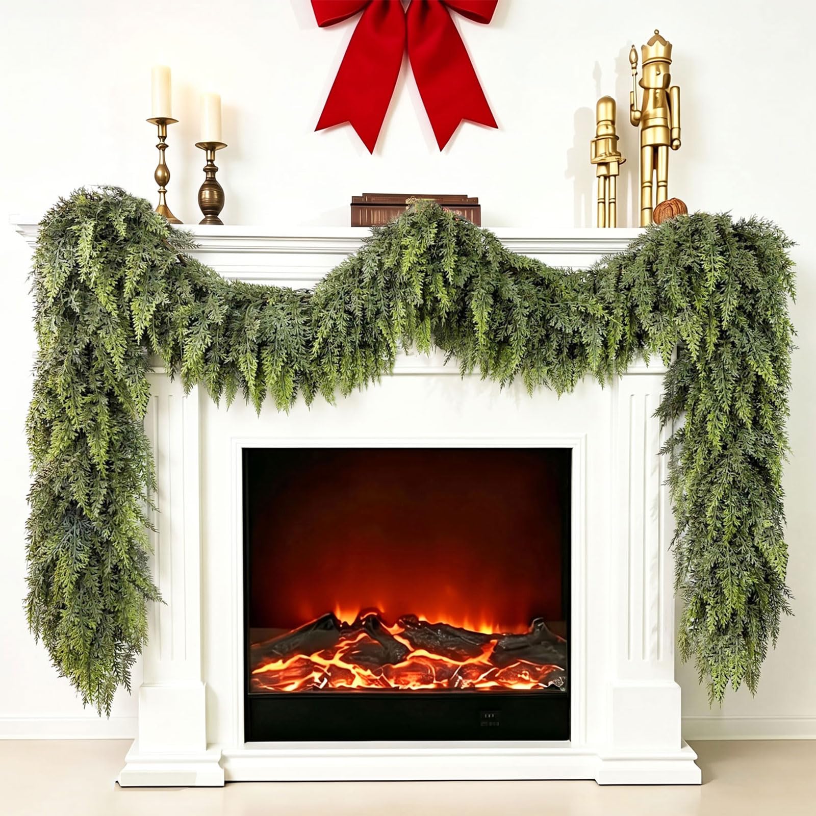 Tasruwat Deluxe 9 FT Artificial Christmas Cedar Garland 240 Larger Tips