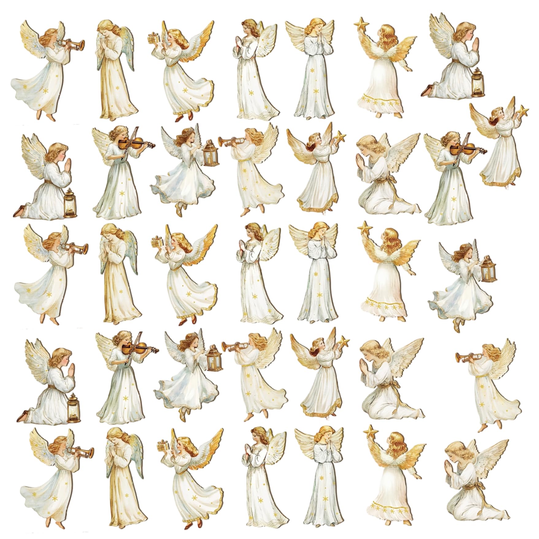 Xoeryoy 36Pcs Christmas Angel Ornaments, Wooden Angel Pendant Rustic Farmhouse Hanging Ornaments for Xmas Tree Holiday Indoor Decor