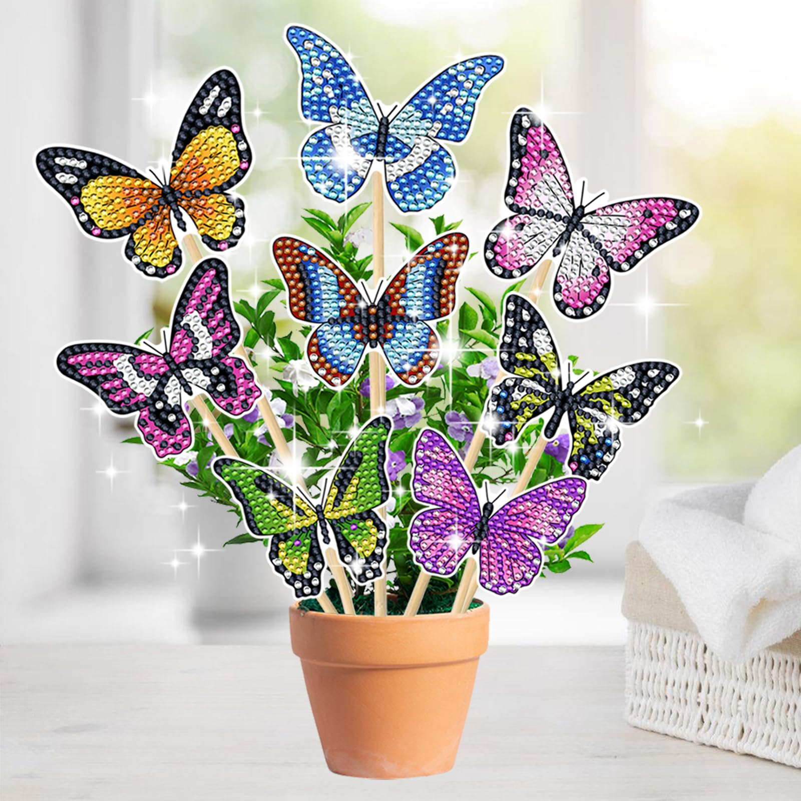 20 Pièces Diamond Painting Kit, Pour Adulte Enfants Peinture Diamant Papillon Artisanat Strass, Décoratif Jardin Balcon Diy Diamant Kit, Peinture En