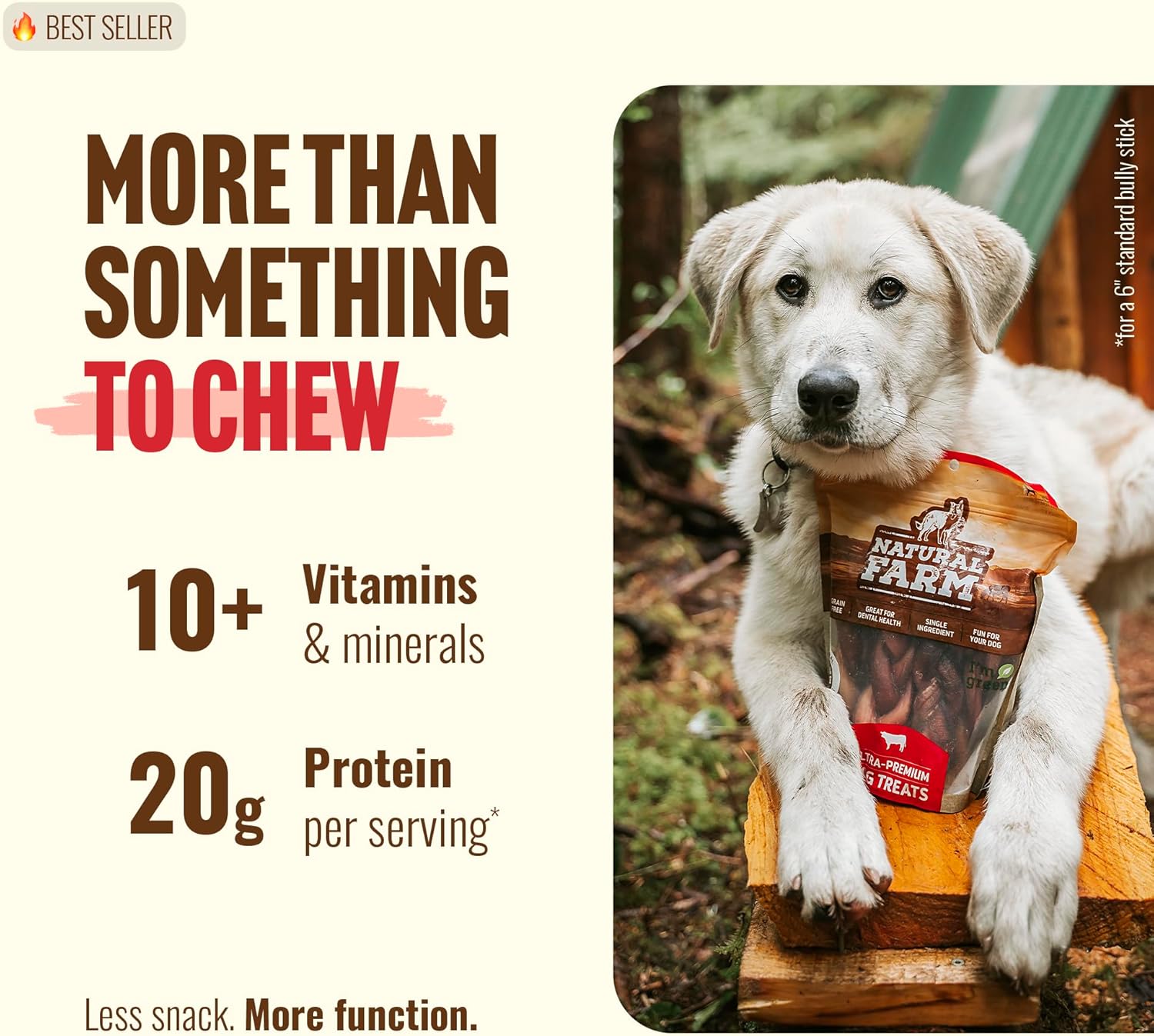 Natural Farm Odor-Free Super Braided Collagen Dog Chews (12-Inch, 10-Pack) First Ever Real Bull Sticks Alternative: 100% Natural Angus Hide Collagen Treats - More Protein More Chew Time for All Dogs