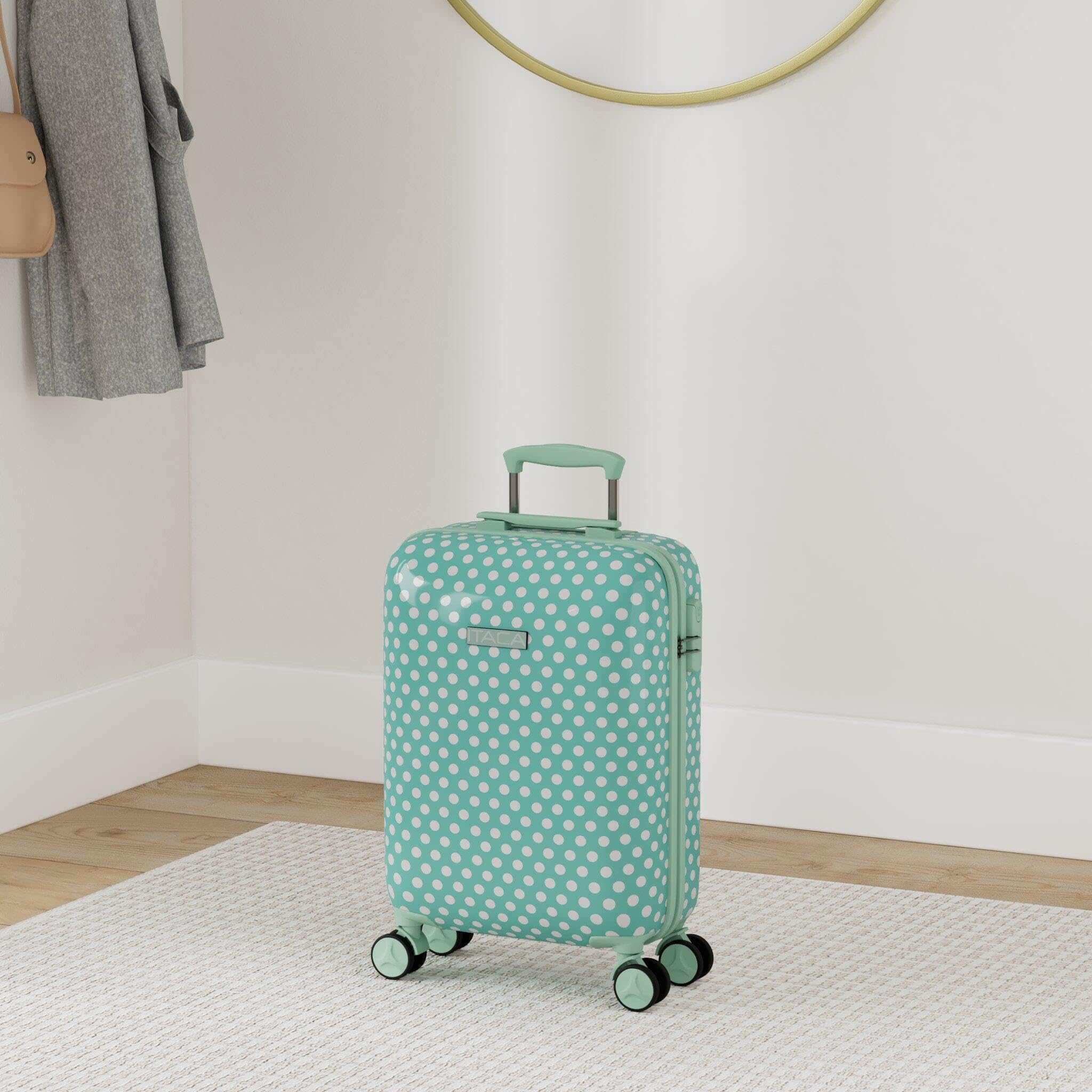 ITACA - Trolley Bambina Rigido Colorato Valigia Bambina Viaggio Trolley Bimba Cabina Trolley Bagaglio A Mano Bambina Resistente Leggera, Bagaglio a Mano Ryanair. Lucchetto a Combinazio, Talpe di menta