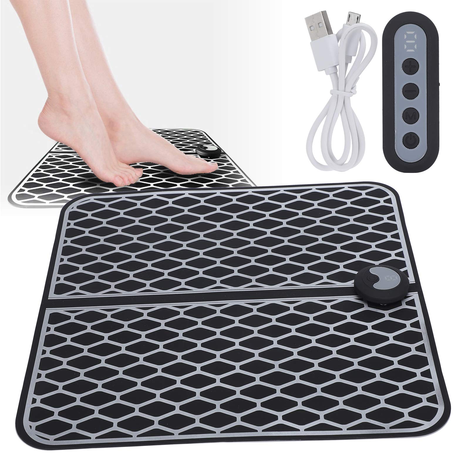 Masseur de pieds avec machine rechargeable par USB - Tapis de massage électrique pliable et portable - Favorise la circulation sanguine - Soulage les douleurs musculaires - Facile à utiliser pour la