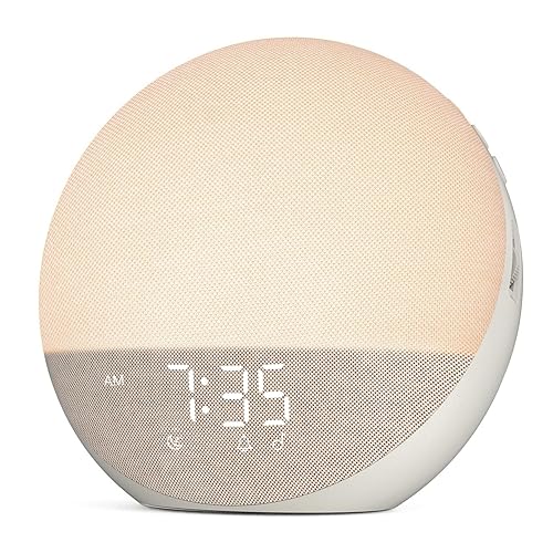 Hiromeco Tageslichtwecker Lichtwecker Sonnenaufgang Bluetooth: Natürliches Wake Up Light - 25 White Noise mit Timer - RGB Nachtlicht für Erwachsene Kinder Schlafzimmer