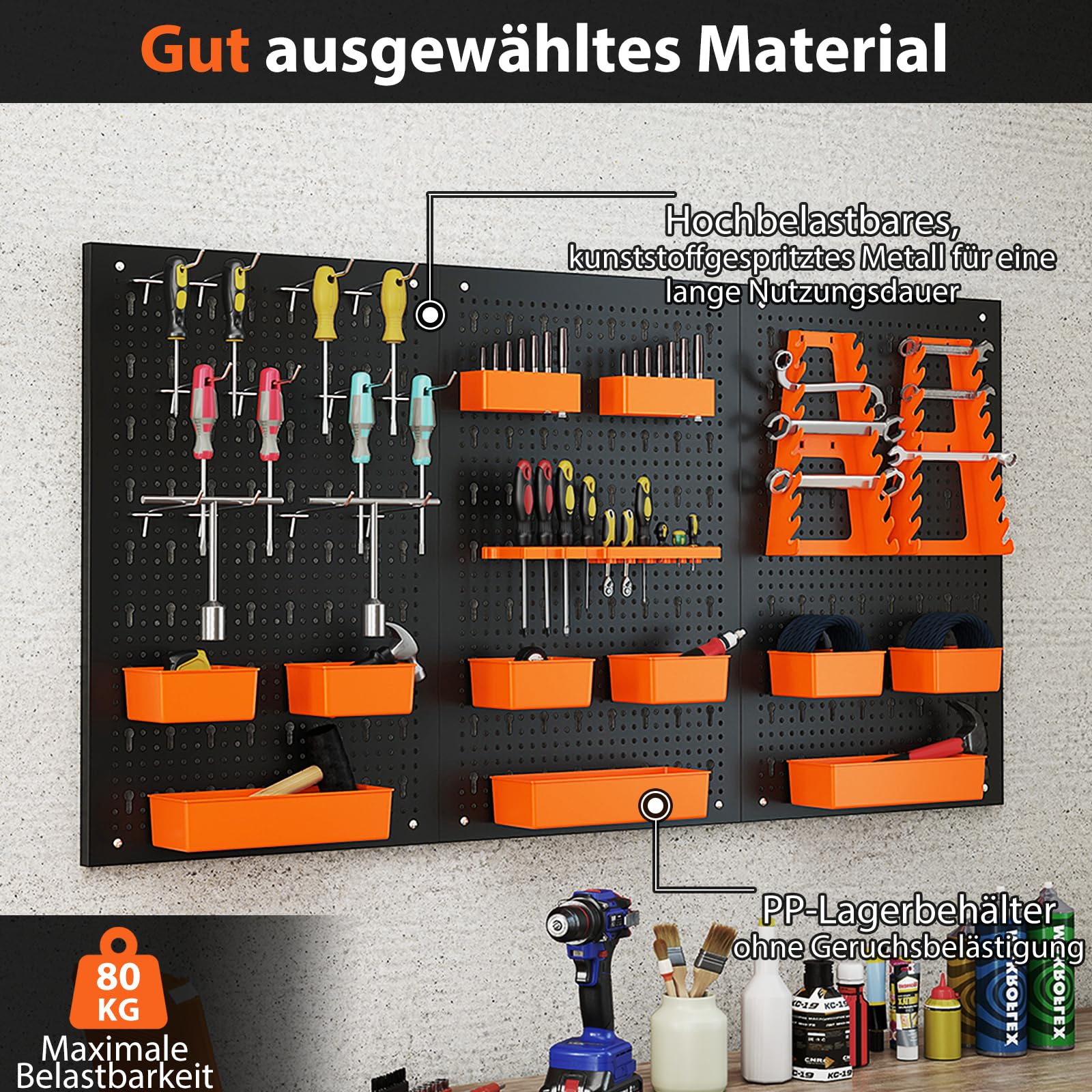 COSTWAY Ścianka narzędziowa 120 x 60 x 2 cm, perforowana ścianka warsztatowa z 9 szufladami do przechowywania, uchwytami na narzędzia i haczykami, metalowa ścianka narzędziowa z akcesoriami, garaż