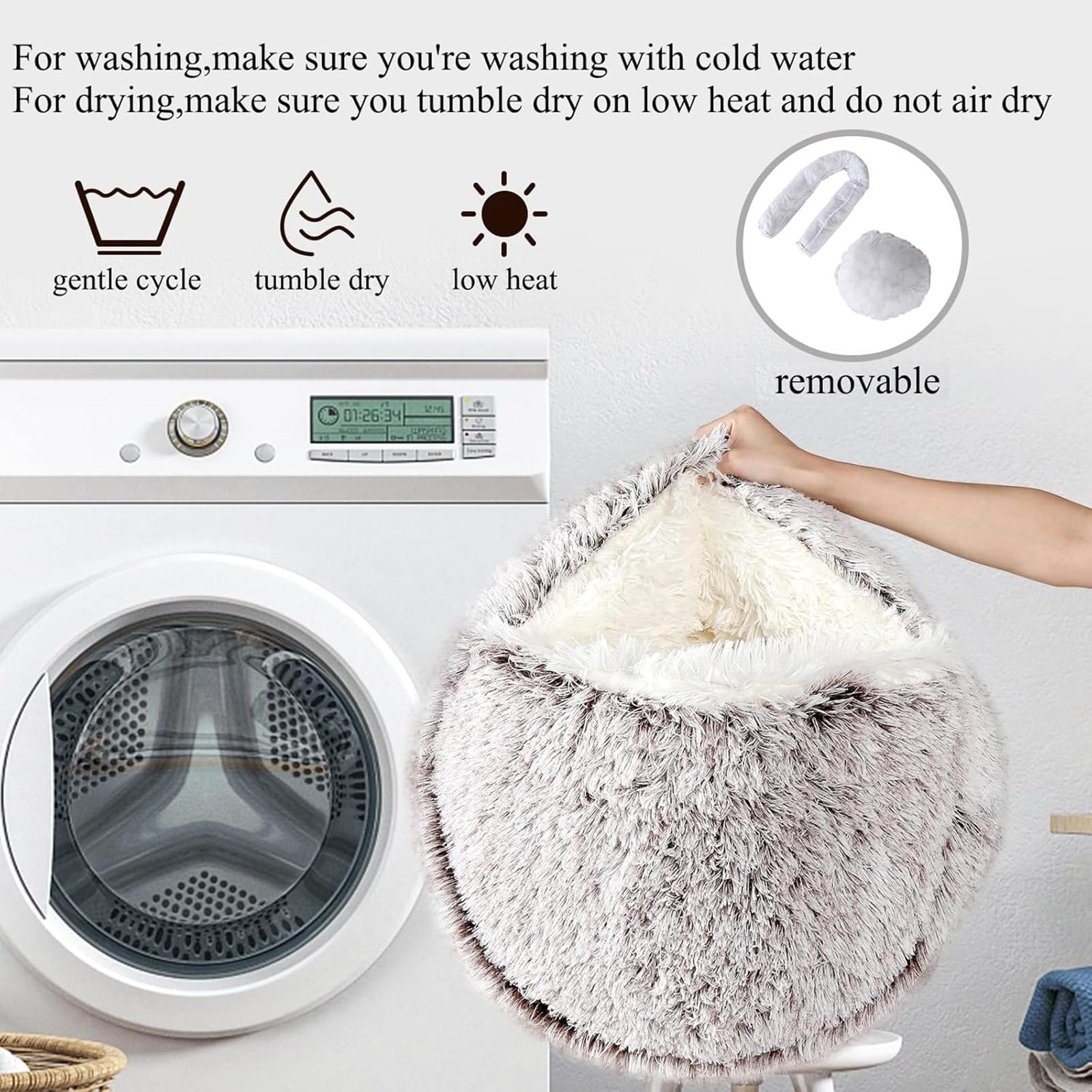 انوان سرير للقطط والكلاب الصغيرة بتصميم دائري ناعم ومريح ومضاد للقلق، سرير للحيوانات الاليفة مع قاعدة مضادة للانزلاق، سرير للحيوانات الاليفة قابل للغسل للكلاب الصغيرة والمتوسطة