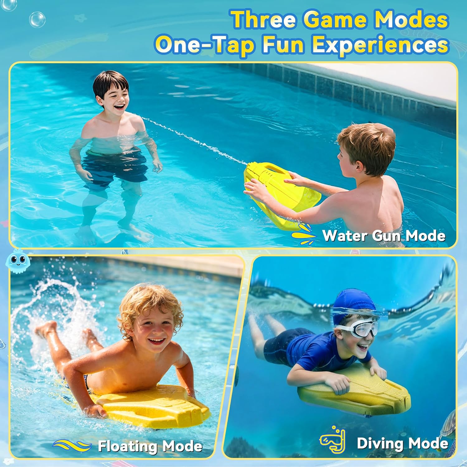2026 Eahora C3 Electric Kickboard,60N Thrust 250W Kids Swim Training,2-in-1 with Water Gun Pool Toys,10ft Sea Scooter,24V/4.6Ah Battery,45Min Runtime Swim Kickboard,Load 198lbs kick Board Swim Adult