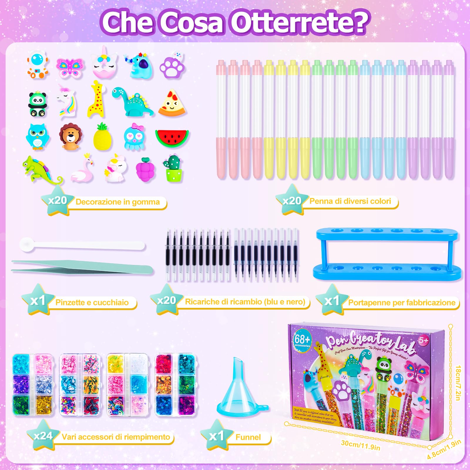 Kazzley Fabbrica delle Penne con 20penna, Lavoretti Creativi per bambino con 68+accessori, Idee Regalo per bambino 6-10 Anni, Set di Cancelleria 5-12 Anni