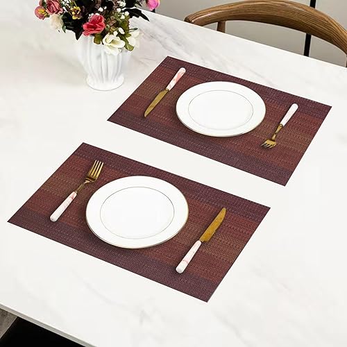 Miniatura 5 de Juego de 4 manteles individuales tejidos para mesa de comedor, cocina, lavables, resistentes a las manchas, aislamiento térmico, tira de cocina