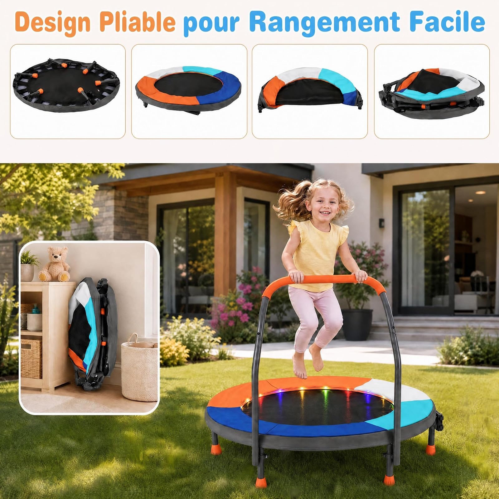 GOPLUS Trampoline Intérieur Enfant Ø90CM,Mini Trampoline Enfant