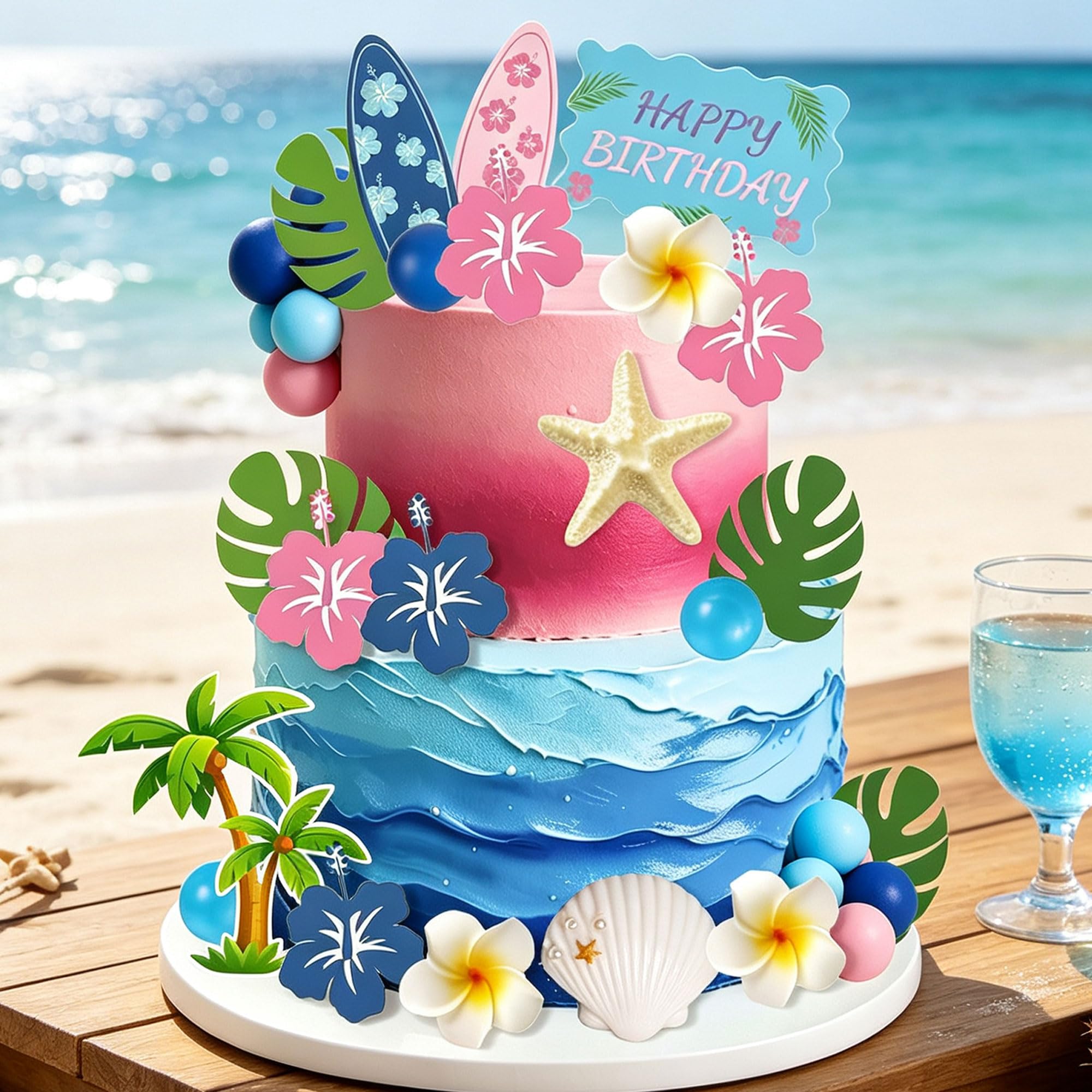 Luxury Hawaiian Luau Cake Decorations Aloha Themed Cake Toppers
