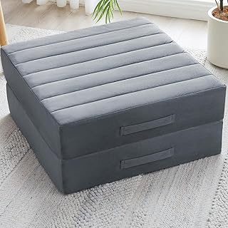 2 Pcs High Density Foam Floor Pillow - Upgraded Large Pillows Seating fo...