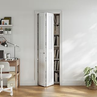 SMARTSTANDARD white 24-inch louvered bifold closet door