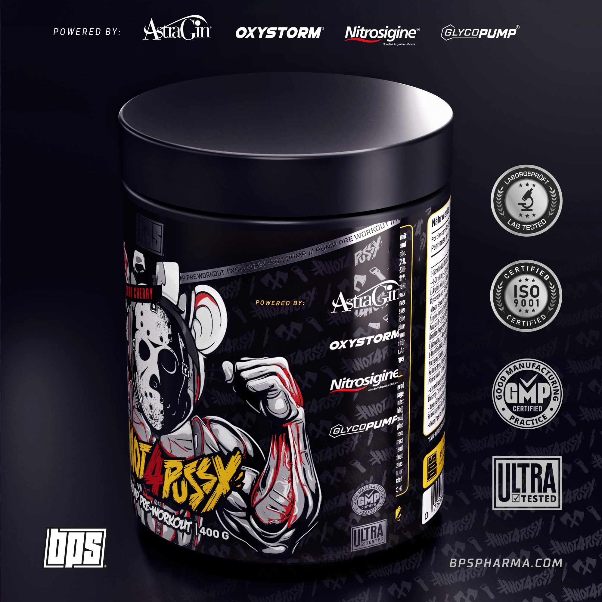 BPS PHARMA IRON PUMP – Pre Workout Pump Booster ohne Koffein – Für Training, Fokus & Muskelpump – Mit Citrullin & Arginin – Pfirsich Eistee Geschmack – 400 g