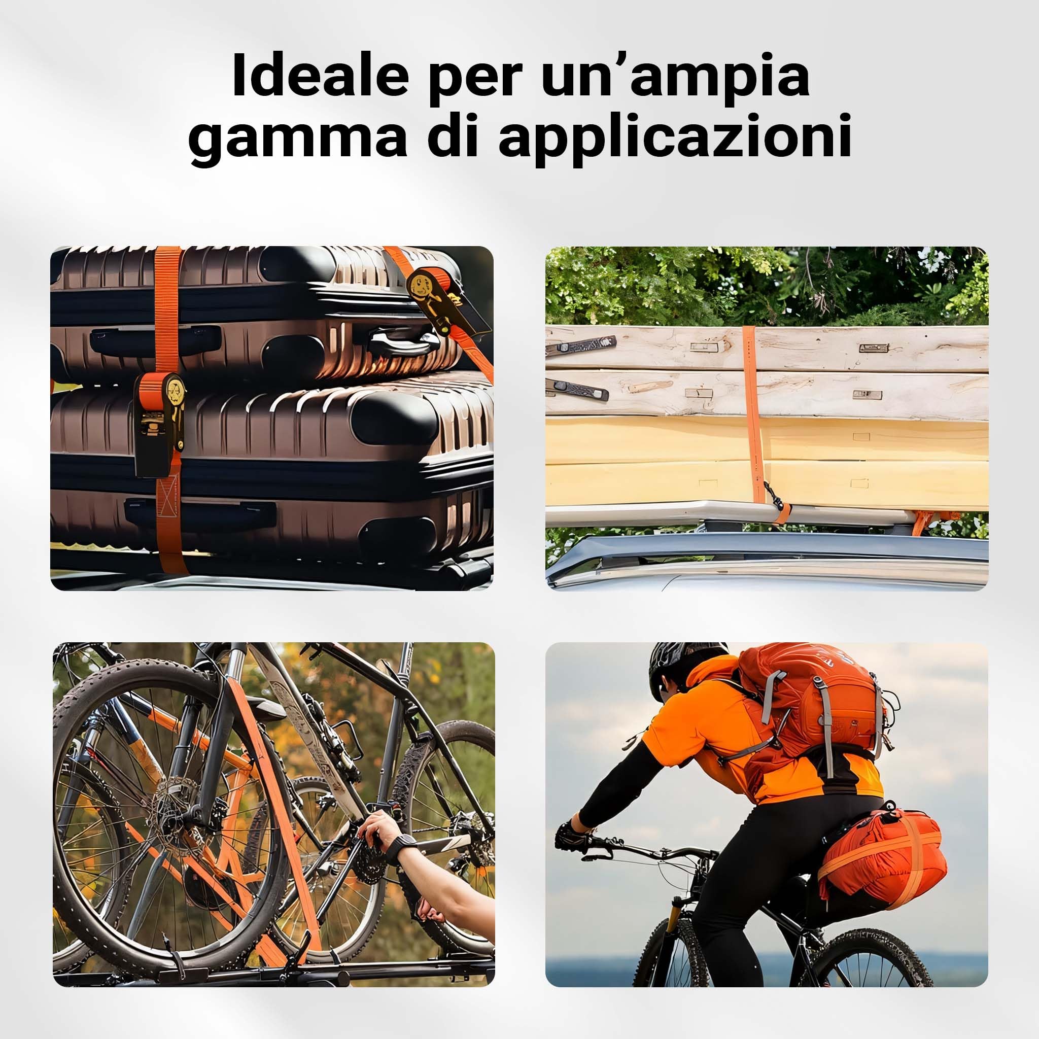 XPOtool Cinghia di ancoraggio a cricchetto Set 4 cinghie di fissaggio 6 m 3000 daN