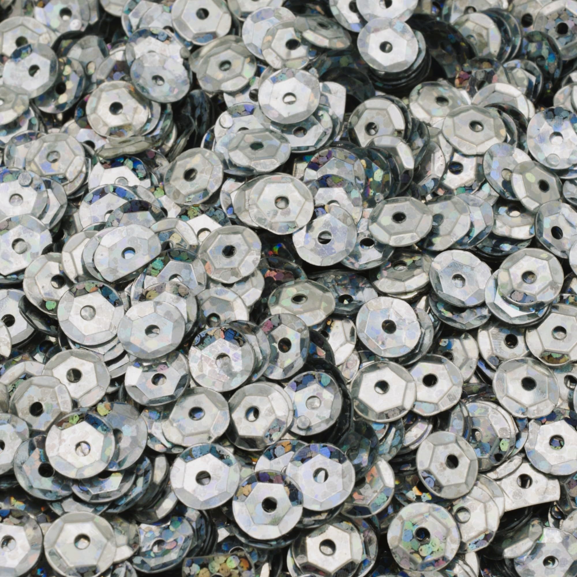 Premium 6mm Cup Sequins Bulk 1 LB - 30000 PCs – Shiny Craft Paillettes for Sewing, Embroidery, DIY Clothing, Costumes, Scrapbooking & Decoration. (Silver Gray Iridescant)