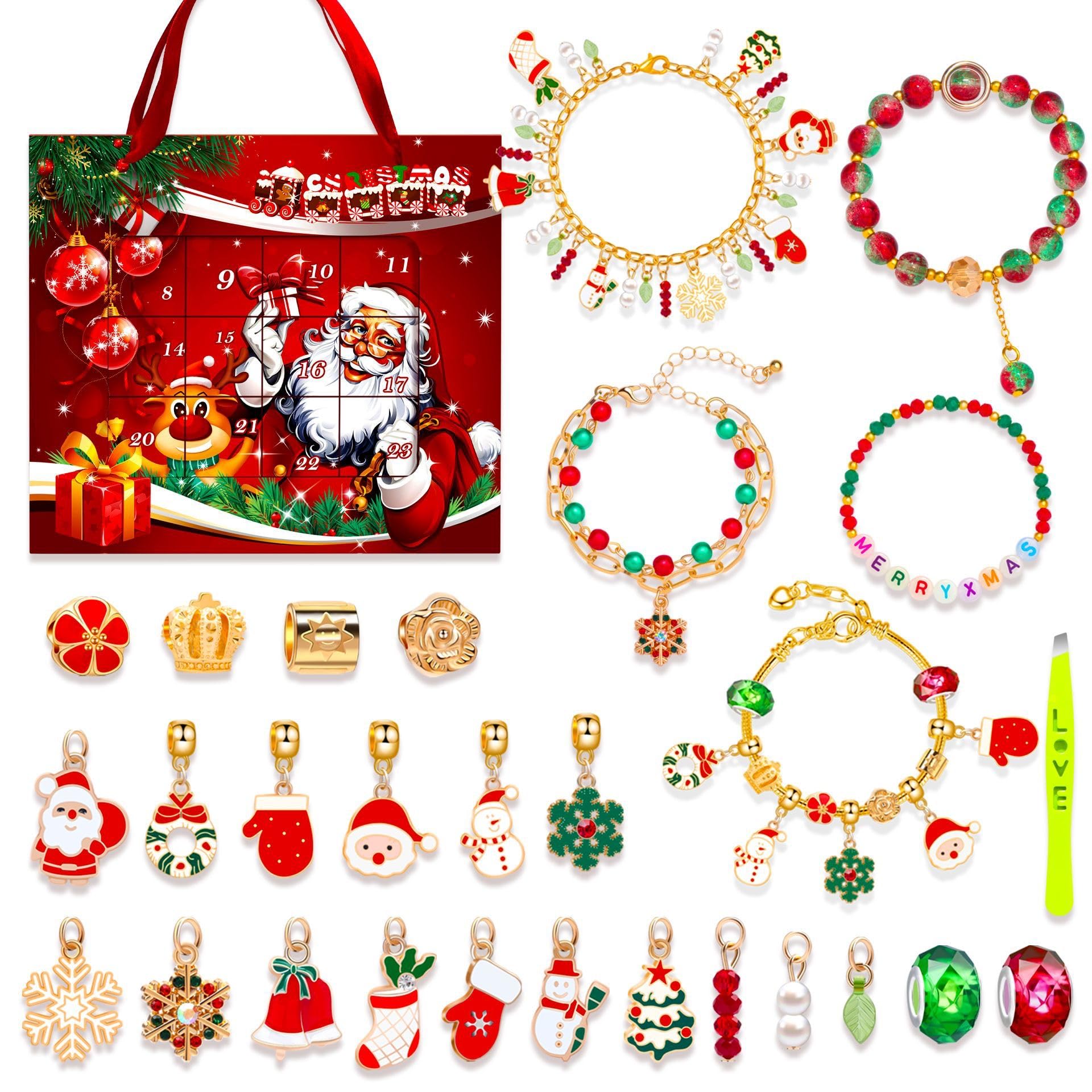 Christmas Creative Blind Box Bracelet, Bracelet DIY, Puzzle Gift Box Set, Christmas Blind Box Bracelet Suitable for Children and Adults