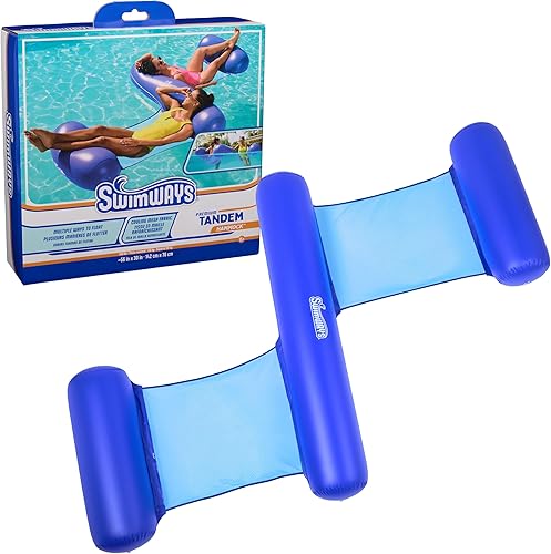 SwimWays Spring Float Premium Hammock Pool Lounger, Inflatable Pool Floats Adult with Fast Inflation for Ages 15 & Up