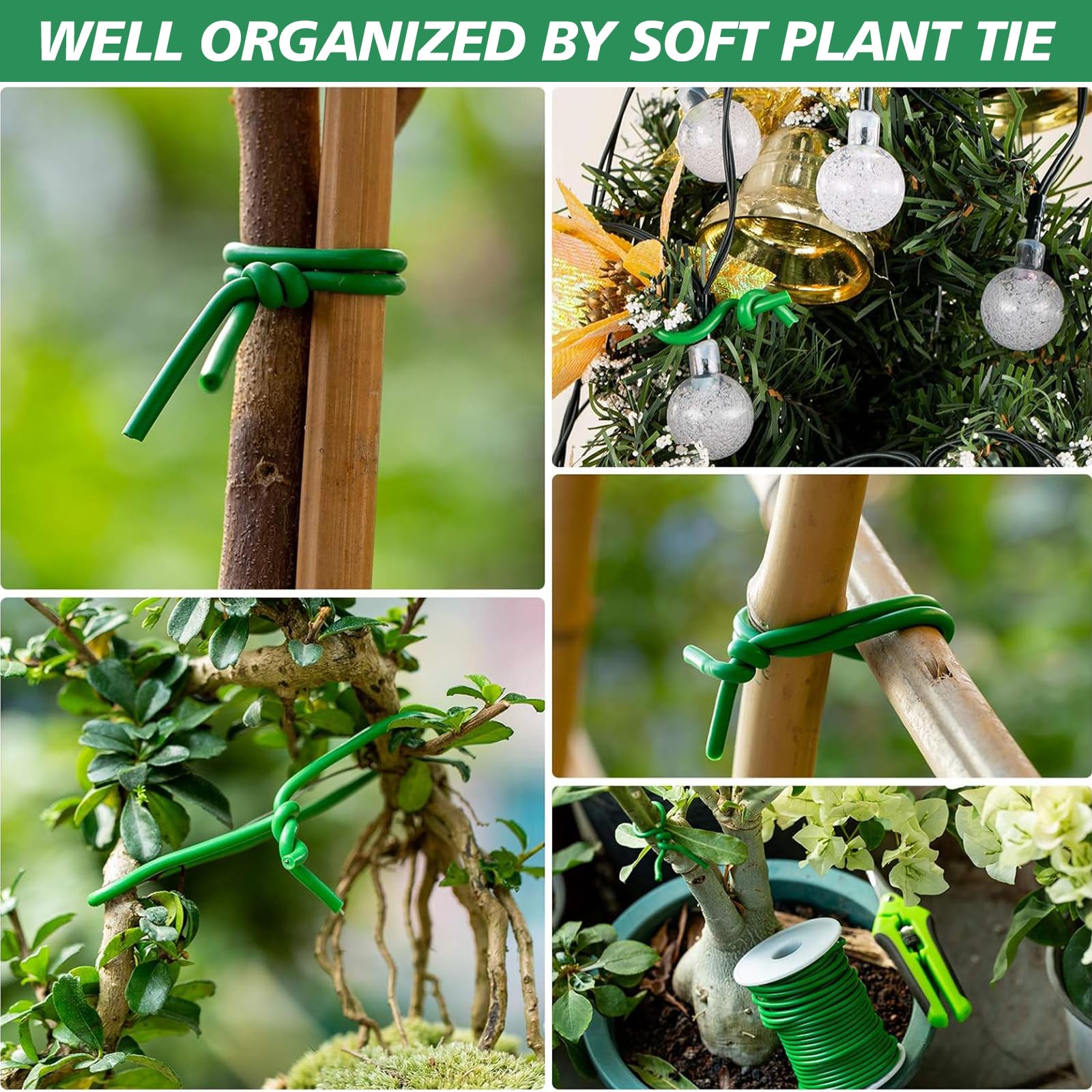 Filo per Legare Piante 3,5mm x 20m, Filo Verde da Giardinaggio, Fascetta Morbida per Piante, Legacci per Pomodori, Rose e Piante Rampicanti, Ideale per Supporto di Alberi e Fiori nel Giardino