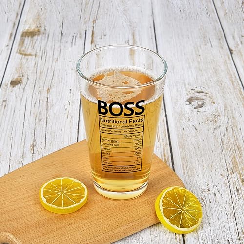 Miniatura 6 de Modwnfy Boss Nutritional Facts - Vaso de cerveza, regalos del día del jefe para hombres, jefe, empleador, compañeros de trabajo, amigos, divertido