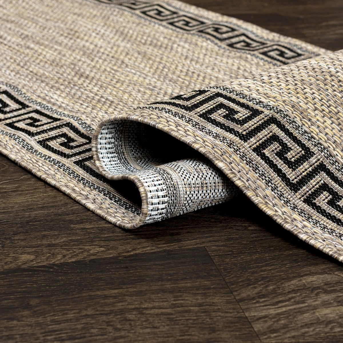 Mazovia Tappeto Cucina - Effetto Sisal Tappeti Cucina - Tappeto per Cucina, Ingresso, Salotto Pelo Corto - Certificato Oeko-Tex - Cura facile - In-& Outdoor - Beige Taupe 100 x 300 cm