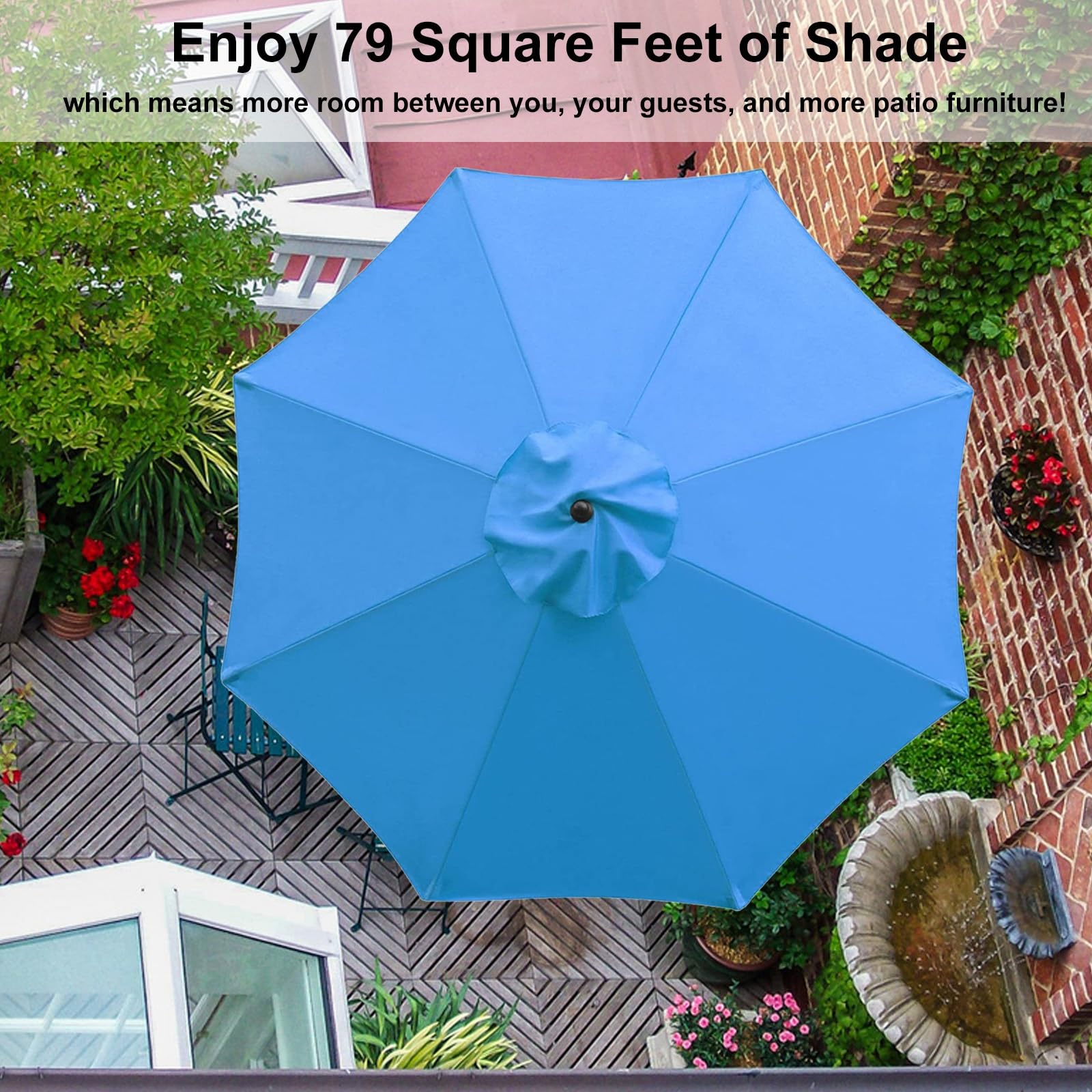 Zapasowy pokrowiec na parasol tarasowy, 300 cm – khaki, ochrona przed promieniowaniem UV i wodoszczelny pokrowiec na parasole 2 m/2,7 m/3 m, 8 podpórek, idealny do ogrodu i na taras