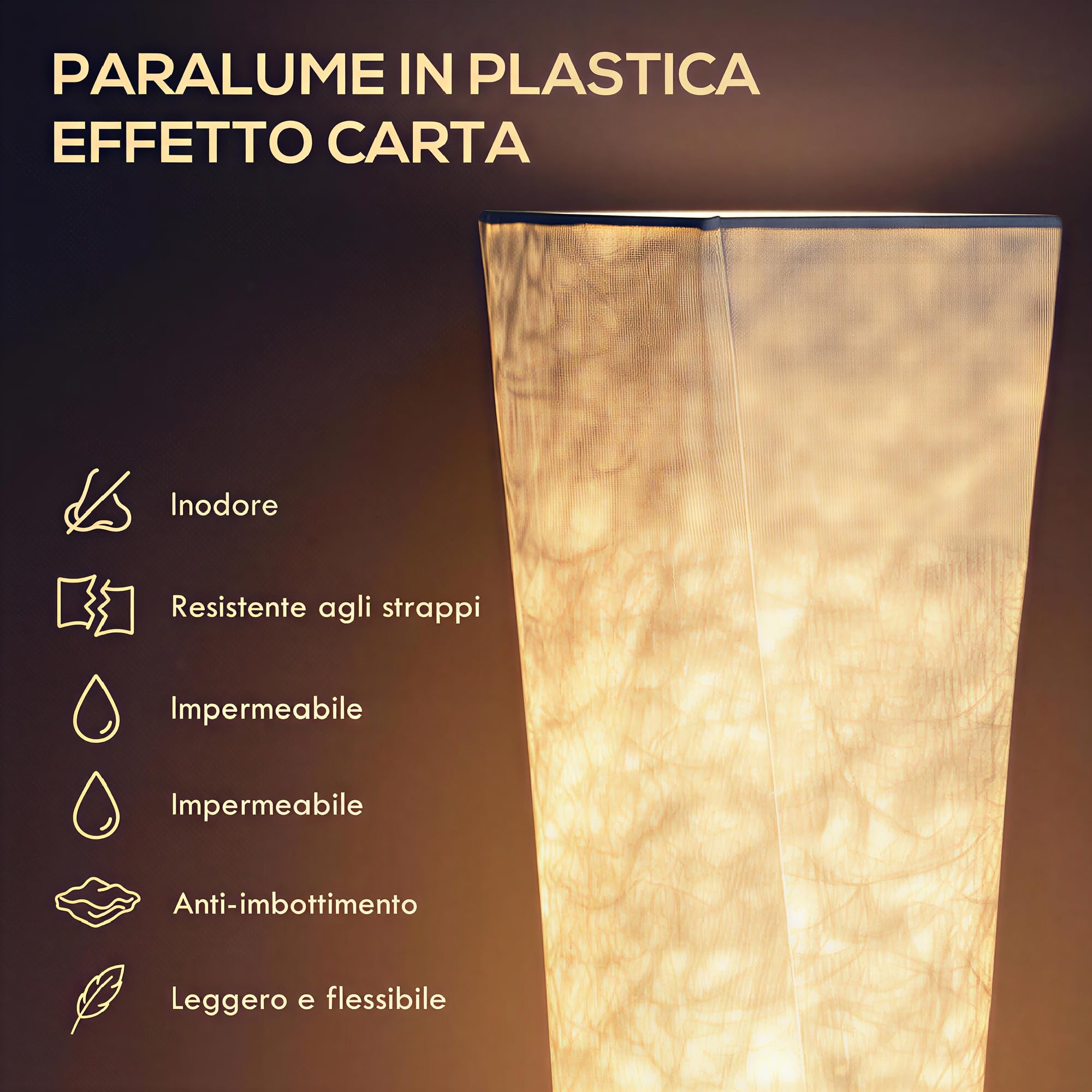 HOMCOM Lampada da Terra Moderna con Luce a 3 Livelli Regolabile e Interruttore a Pedale, Lampada da Pavimento in Acciaio e Tessuto di Carta Sintetica per Soggiorno e Salotto, 25x25x129 cm, Bianco