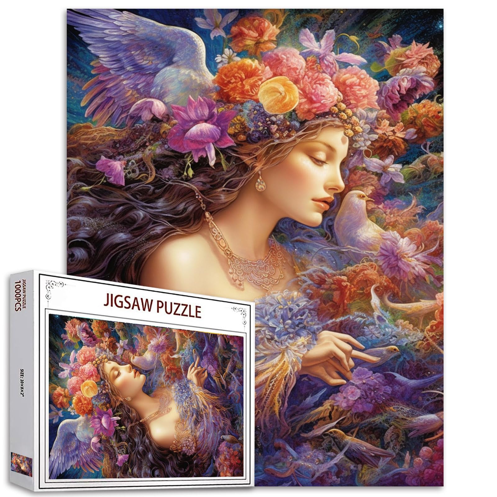 Tucocoo Watercolor Girl Jigsaw Puzzles for Adults 1000 Pieces, Koi Fish Blue Ocean Abstract Art Jigsaw Puzzle Colorful DIY Handwork Puzzles for Home Decoration, Family Puzzle Perfect for Game Nights — view 8