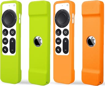 2 Pack Case Compatible with Apple TV 4K Siri Remote 2021 2022 - Soft Silicone Remote Case Cover Sleeve Skin Compatible with Apple TV 4K / HD Siri Remote Control 2nd & 3rd Gen - Green Orange