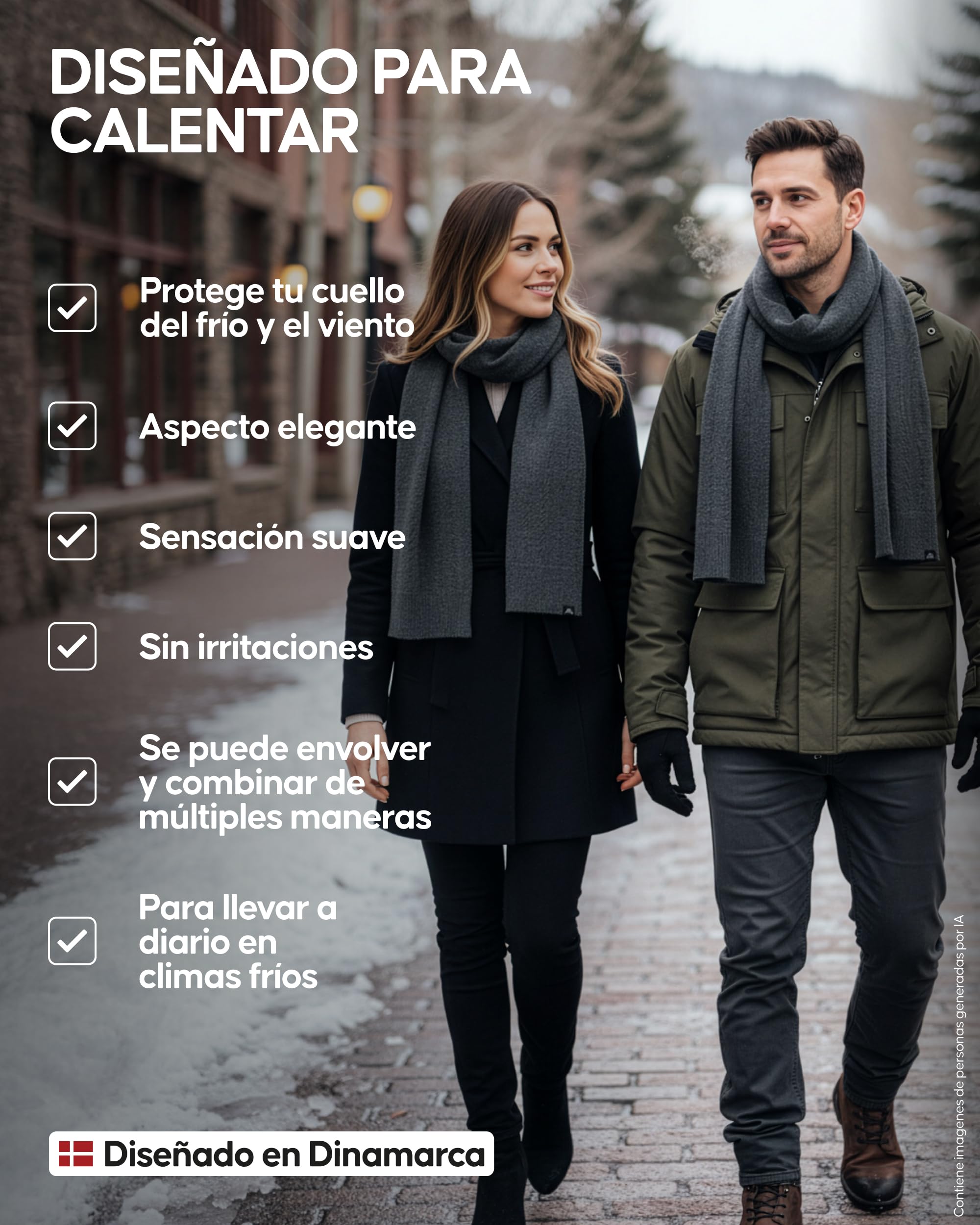 DANISH ENDURANCE Bufanda de Lana Merino para Mujer y Hombre - Suave y Caliente, Unisex - Bufanda de Invierno
