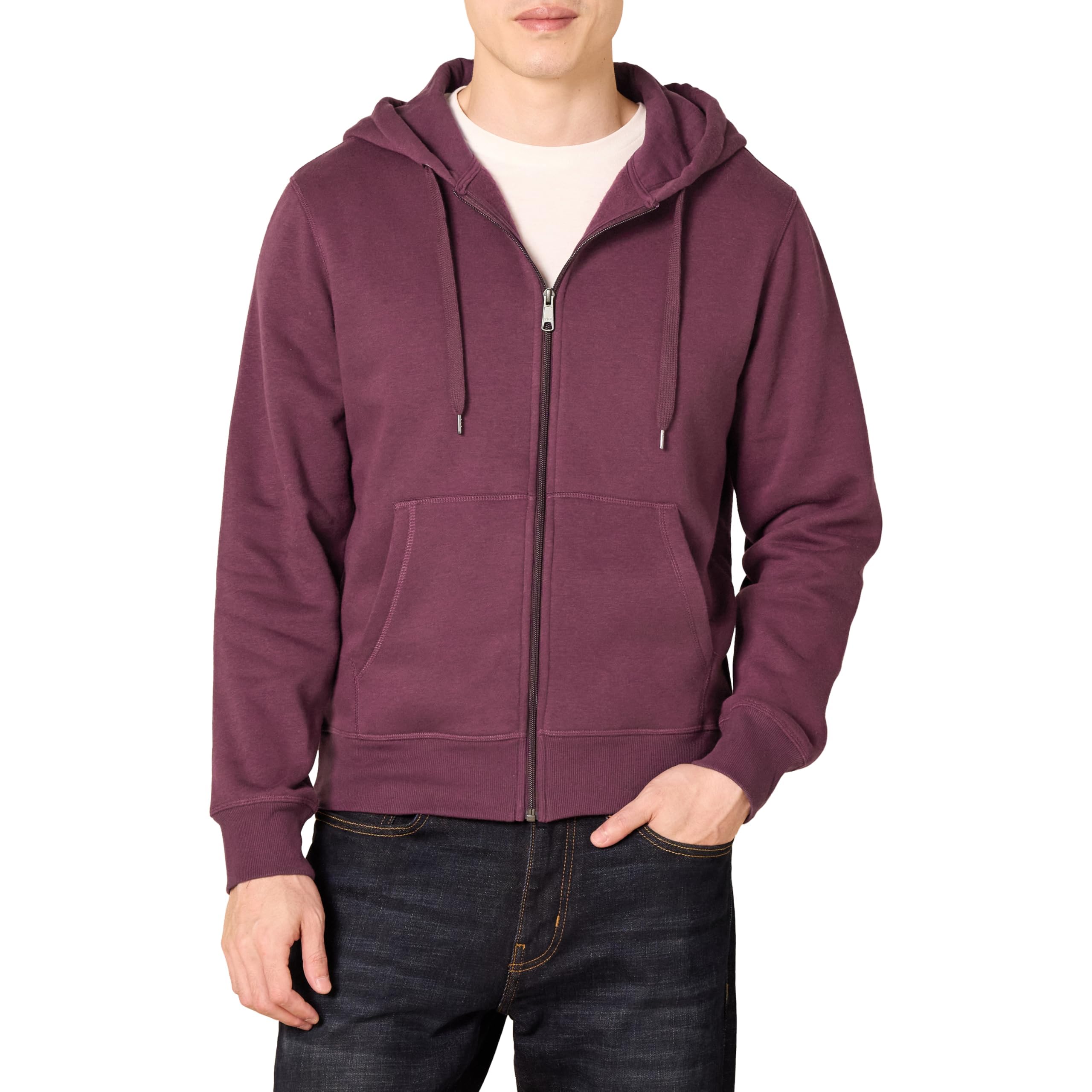 Amazon Essentials Men's Full-Zip Hooded Fleece Sweatshirt (Available in Big & Tall), Burgundy, XX-Large