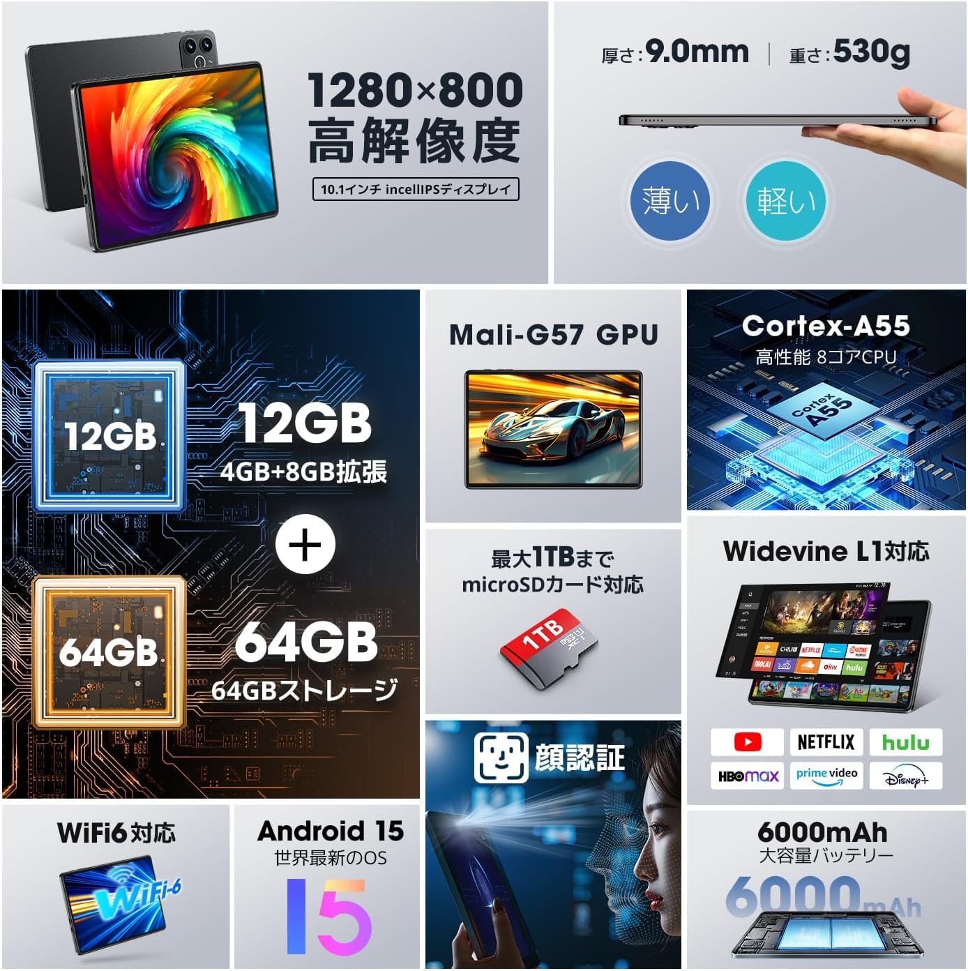 Amazon.co.jp: 【2026新登場・Android 15 タブレット 大画面】 10
