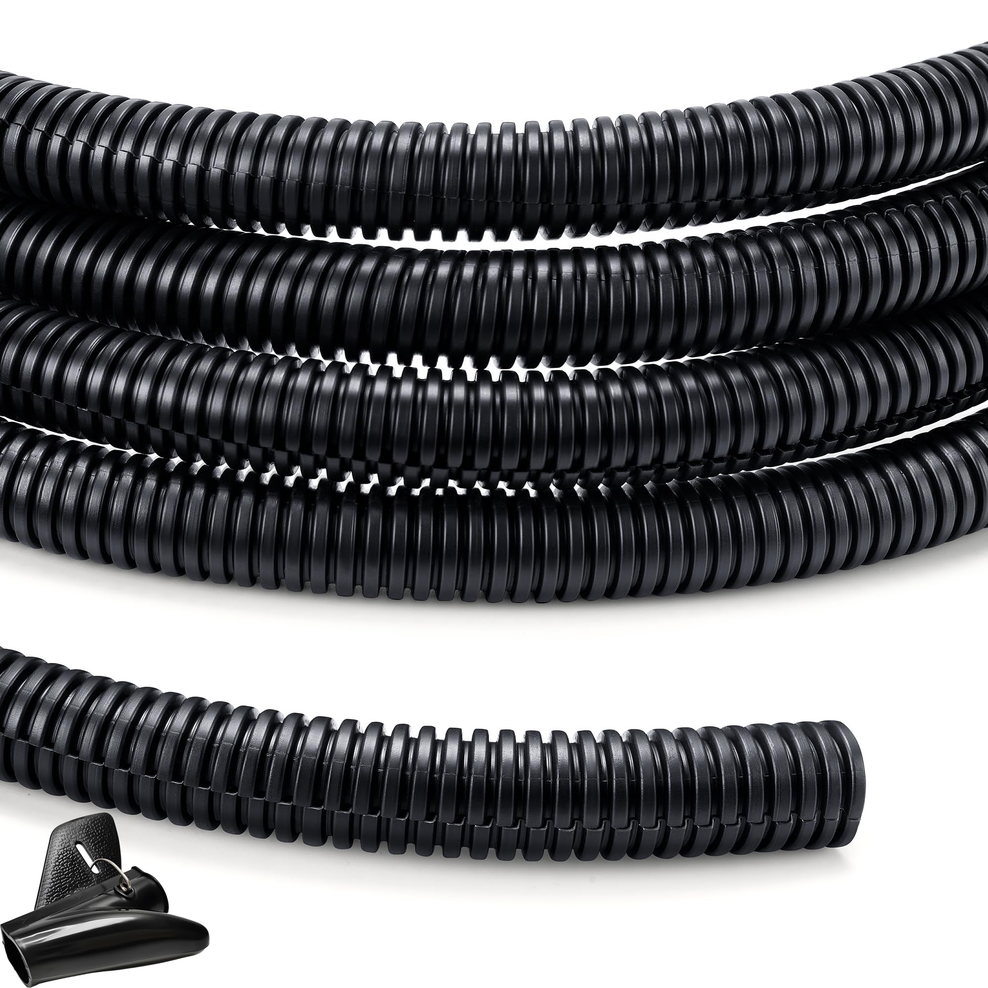 Wire Loom 1/2 inch 10ft, YCLYC Split Loom, Cord Protectors from Pets, Wire Protector Tubing, Flexible Wire Conduit, Electrical Cord Cover for Automotive, Black