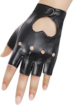 Amazon.com: FLORVIV Black Fingerless Gloves PU Faux Leather