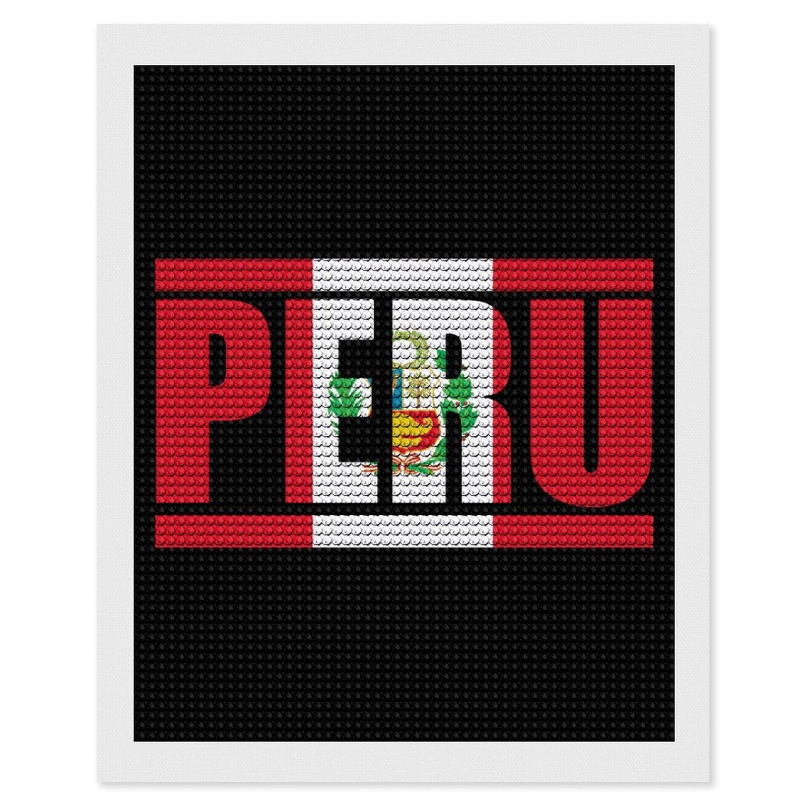 Nclqvjxzkhw Style Flag Of Peru Diamond Art Painting For Adult Round Diamonds Pictures Arts Crafts Home Wall Decor 16"X20"