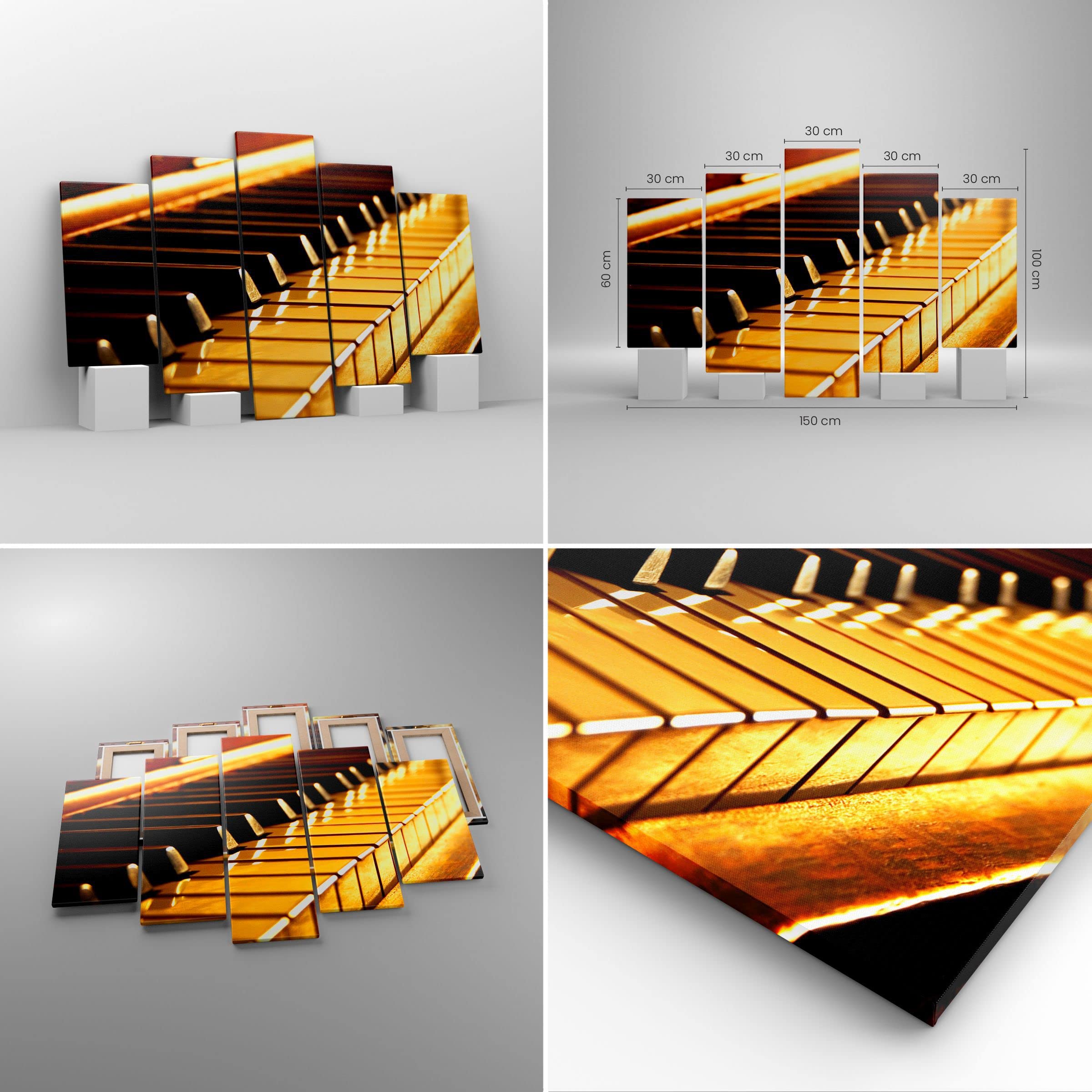 ARTTOR Leinwandbild 150x100cm Wandbild Musik - 2200 | Klavier Konzert Mehrteilige Groß XXL Wanddekoration Wohnzimmer Schlafzimmer Wanddeko Wand Kunstdruck Wandkunst ARTTOR