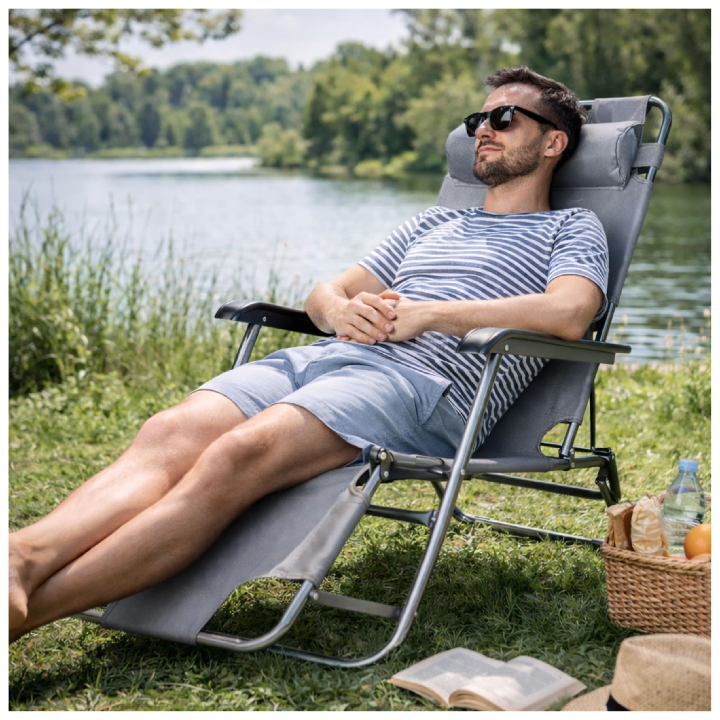 Deccart leicht Grau | Gartenliege Liegestuhl garten klappbare Sonnenliege klappbar Sonnenliegen Gartenliegen Sun lounger Liege für Balkon und