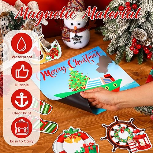 Miniatura 4 de 6 Pcs Christmas Cruise Door Decorations Magnetic Cruise Ship Decor Xmas Cruise Door Magnets for Car Fridge Magnet Decal Carnival Stateroom Door