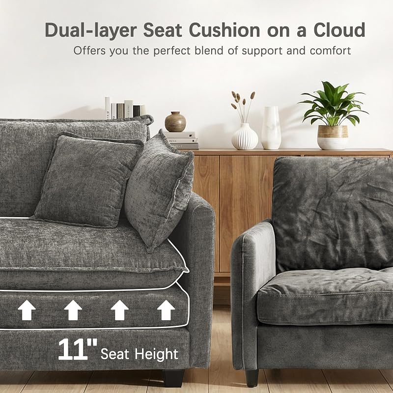 Daeorio Modular Sectional Sofa 102" Oversized Cloud Couch with Ottoman image 3
