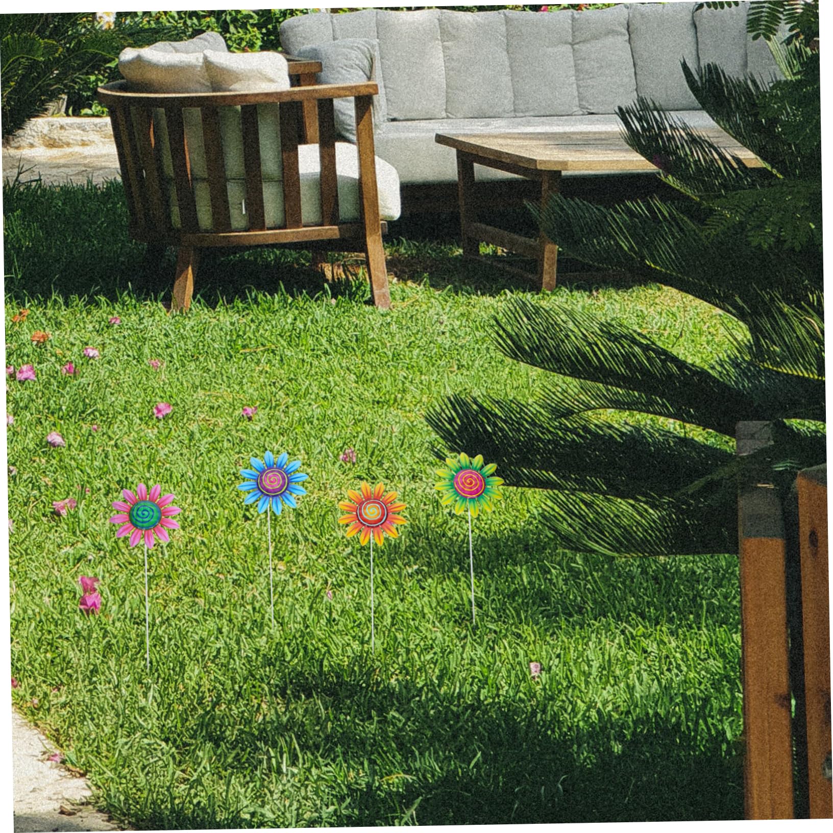 BESTonZON 2 Sätze Garten Sonnenblumen Deko Set Teiliges Für Außenbereich Kreative Gartenstecker Für Patio Und Charmante Gartenornamente Für Hauswarming Und 4 Stücke * 2