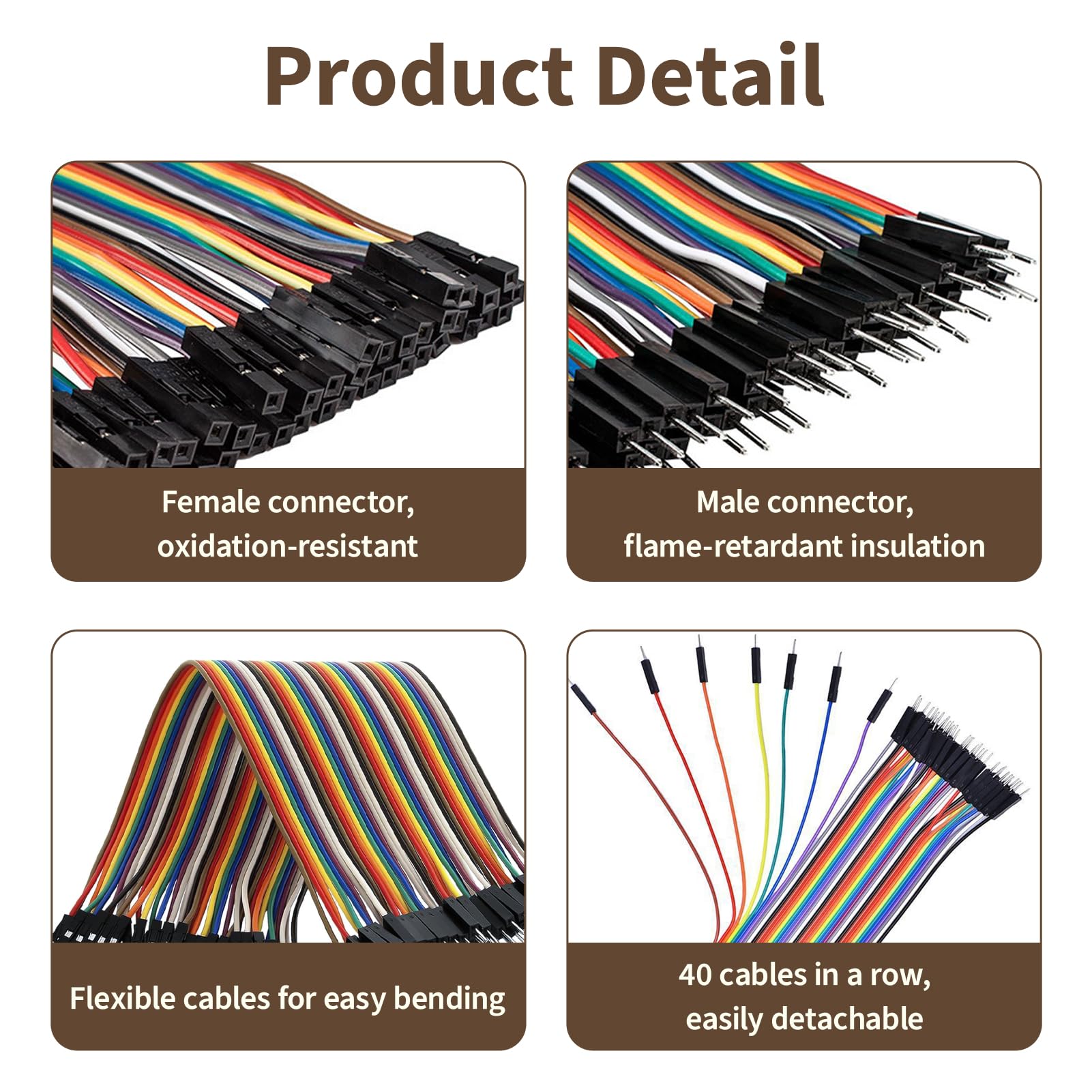 120 Pezzi Cavi Jumper Wire Breadboard 20 cm, Cavi Dupont 40 Pin Maschio-Maschio, Maschio-Femmina, Femmina-Femmina, Compatibili con Arduino, Raspberry Pi, Progetti Fai-da-te e PCB
