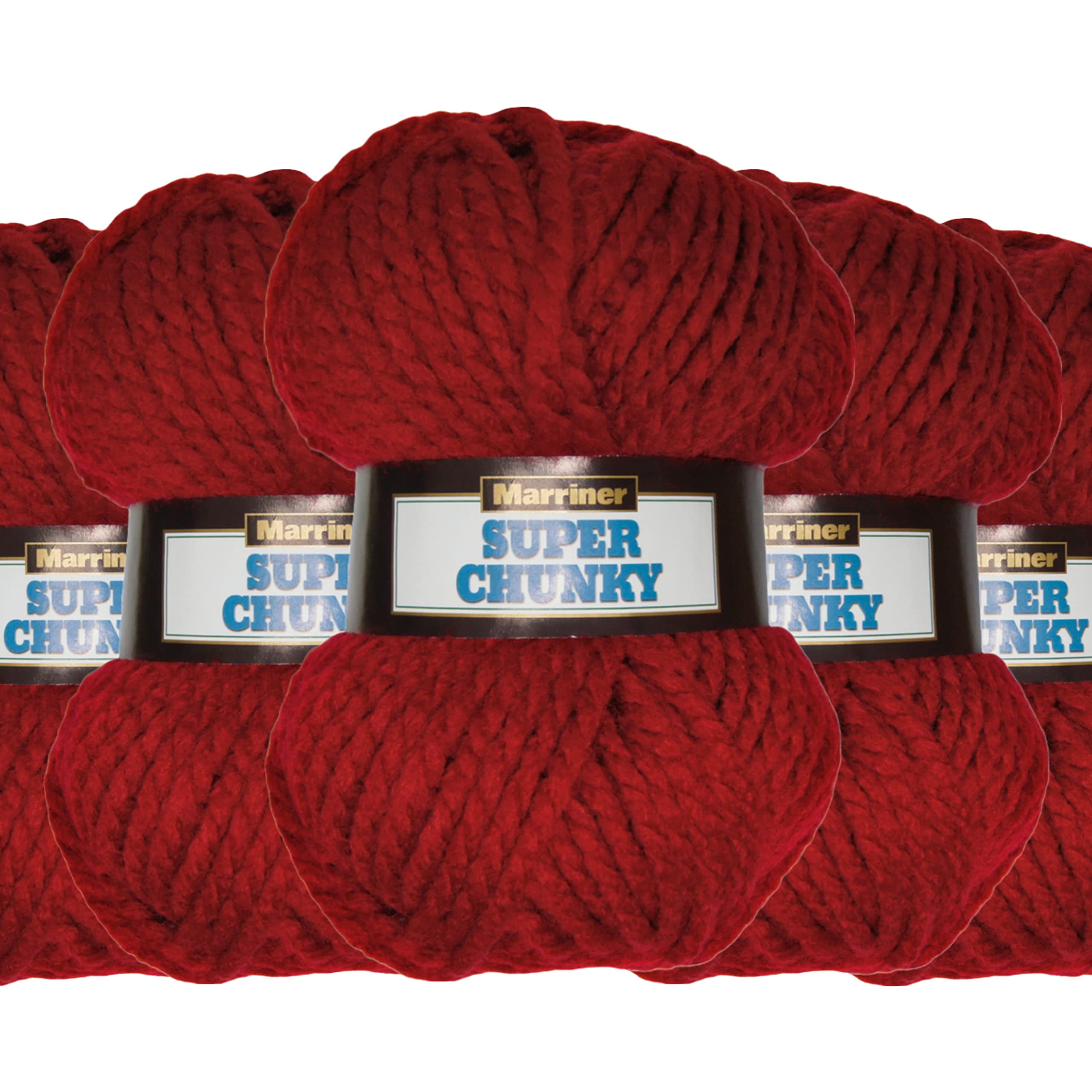 Marriner Super Chunky Yarn with 100% Acrylic 14/16 Ply for Knitting and Crochet - Vegan Friendly and Hypoallergenic (Claret, 5 Pack of 100g Single Balls)
