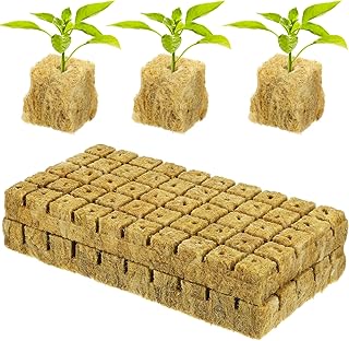 YARNOW Rockwool Cubes for Hydroponics 1 Inch Planting Plugs (2 Sheets, 100 Total)