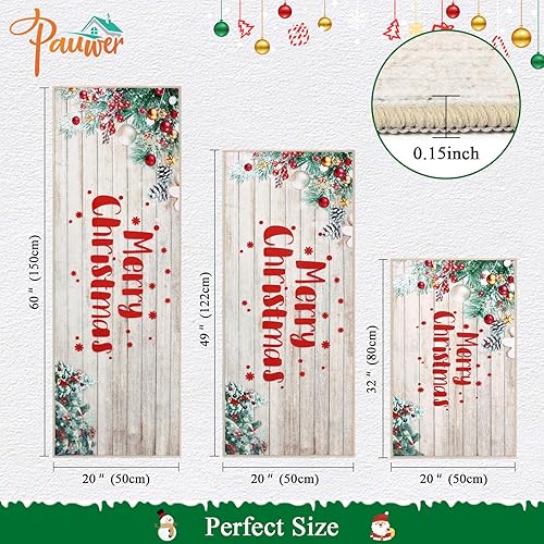 Miniatura 2 de Pauwer Juego de 3 alfombras de cocina de Navidad, antideslizantes, alfombras y tapetes de cocina lavables, tapetes de cocina para cocina,