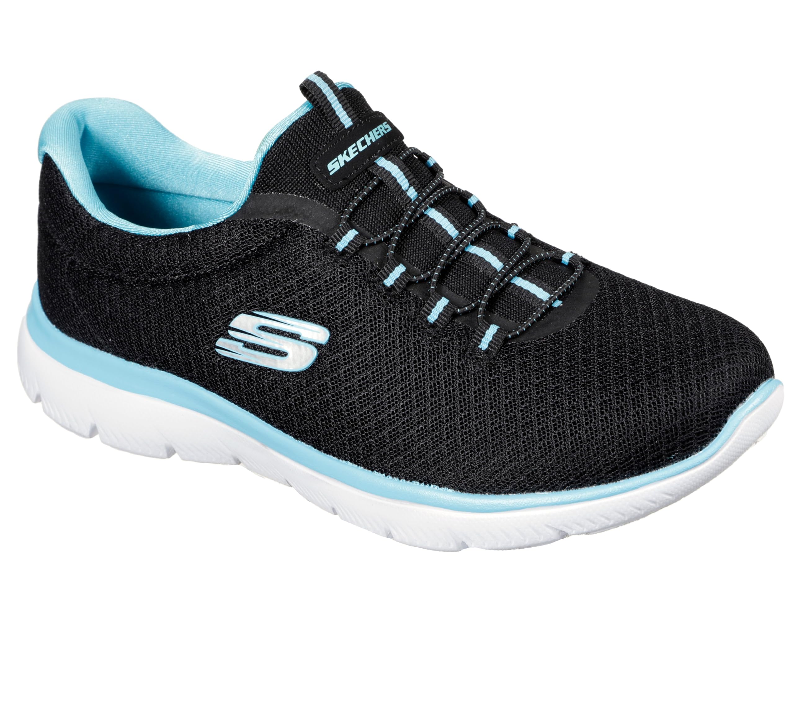 Skechers Damen Summits Sneaker, Black Turquoise, 40 EU – Ansicht 2