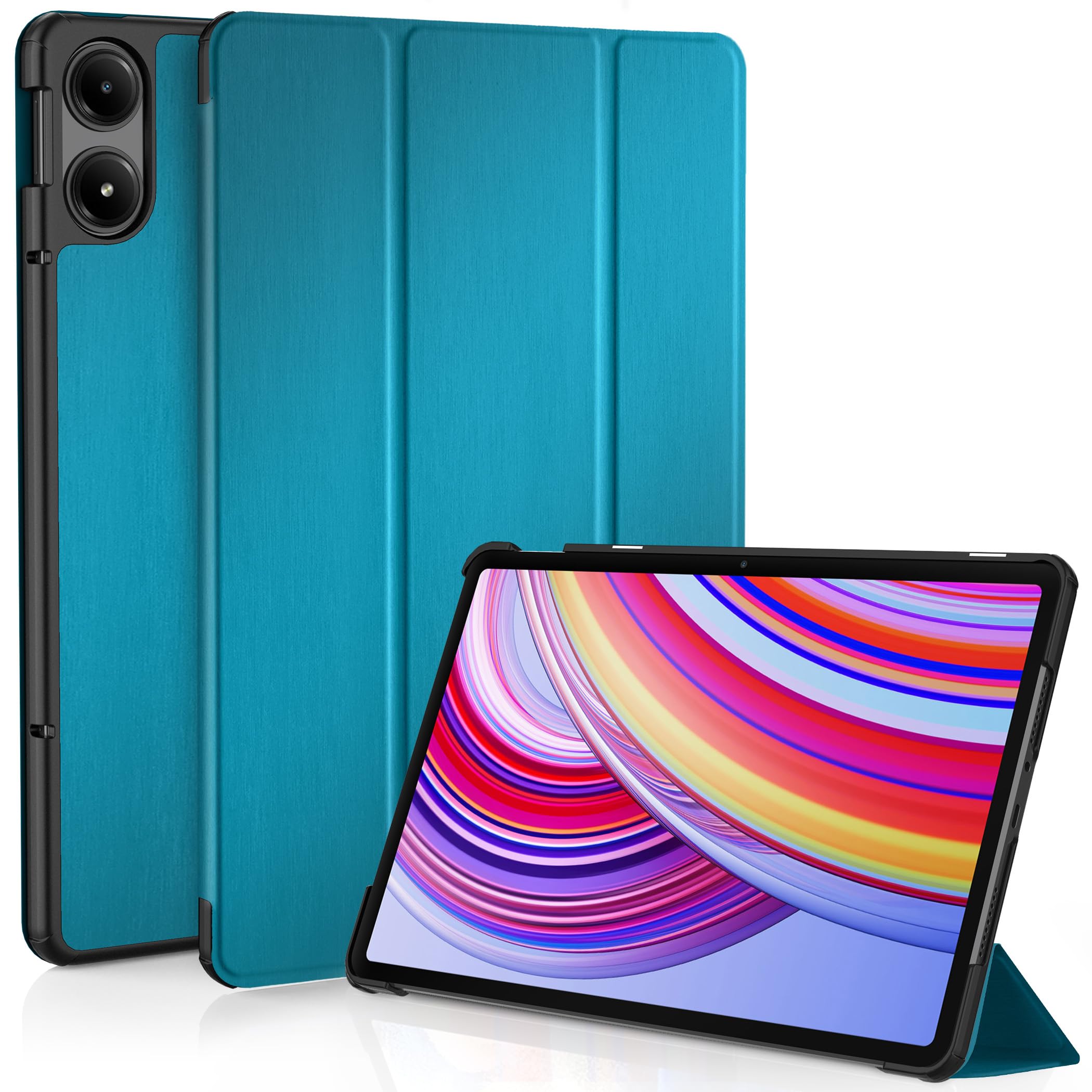 EasyAcc Hülle für Redmi Pad Pro 12.1 2024, Schutzhülle Ultradünne PU Leder mit Standfunktion und Auto Wachen/Schlafen Hülle Case (Pfauenblau)